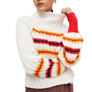 Urban Outfitters Josie Pullover Sweater Striped Ivory Size Large